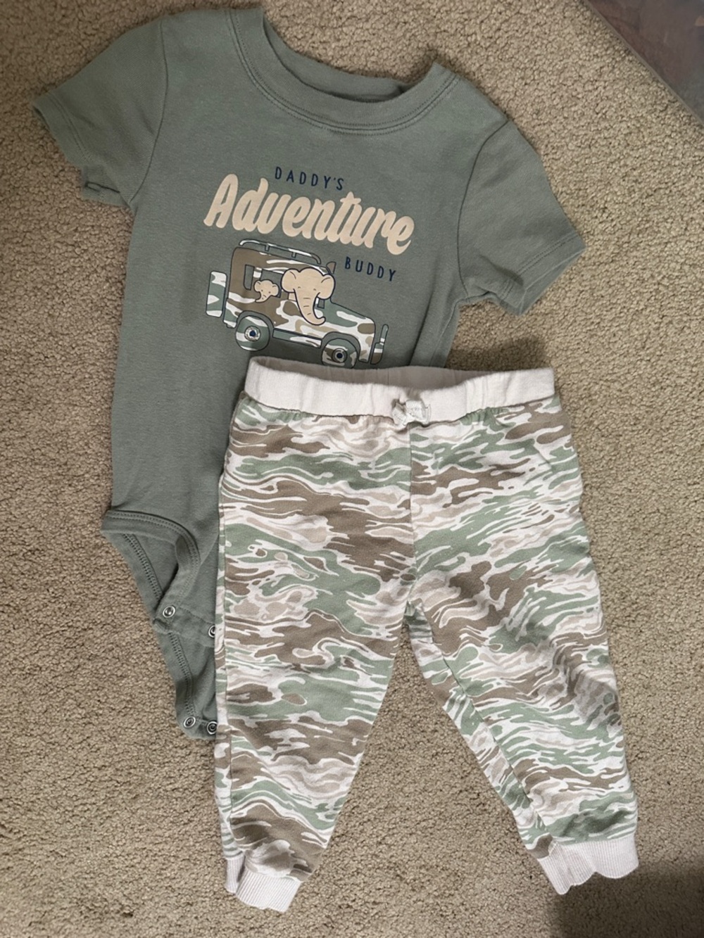 Carter’s Olive Green 'Adventure Buddy' Bodysuit with Camo Joggers